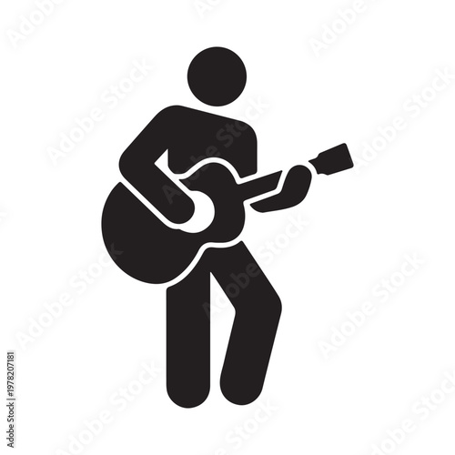 Guitar Player Icon – Minimalist Musician Silhouette Vector Illustration