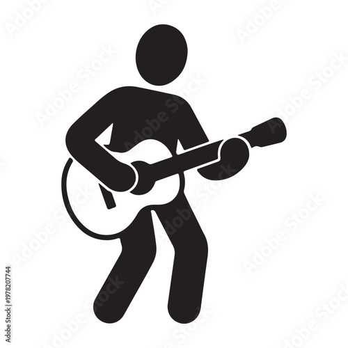 Guitar Player Icon – Minimalist Musician Silhouette Vector Illustration