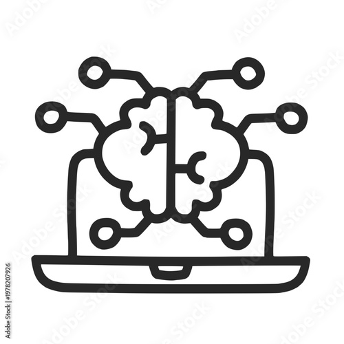Artificial Intelligence Brain Laptop Icon