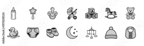 Newborn Baby Shower Graphic Asset Sheet