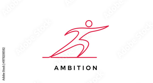 Motivational ambition logo, vector ambition symbol, inspirational running figure icon, red and black abstract design