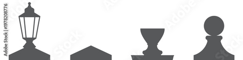 Silhouettes of street lantern and architectural finials. Vector on white background