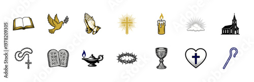 Christian Faith and Prayer Symbols Set
