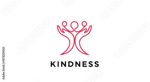 Kindness concept, charity symbol, vector icon, red and black design