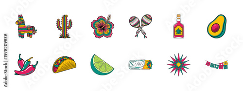 Mexican Fiesta Folk Art Elements