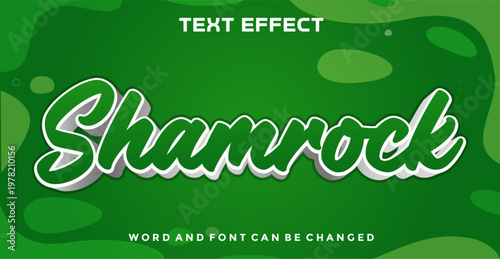 Shamrock 3D Text Effect with Green Script Typography on Organic Fluid Background