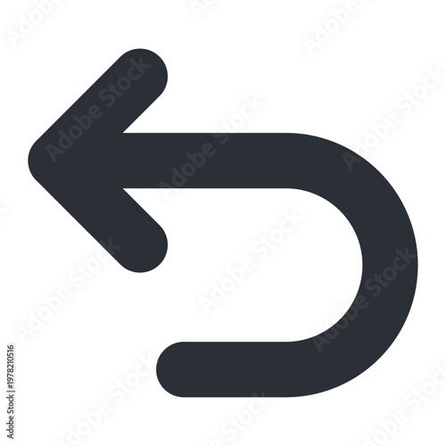 返品・返送を表すUターン矢印のシンプルな線画アイコン素材