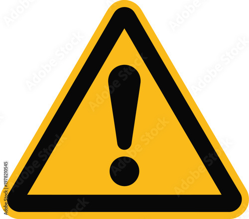 Warnschild Warnzeichen, illustration, black and yellow warning symbol featuring exclamation mark for hazard spots, danger alert, and general safety signage design.