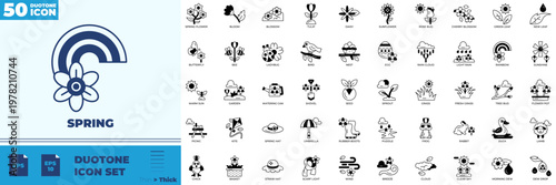 Spring Duotone Editable Icons set