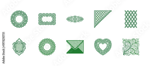 Green Ornamental Lace Frames and Borders