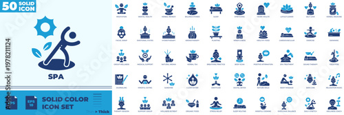 Spa Solid Color Editable Icons set