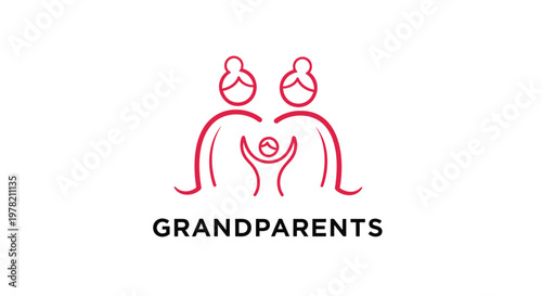 Family, Grandparents, Parenthood, Line Art Icons, Vector Graphics