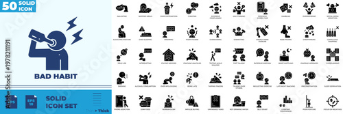 Bad Habit Solid Editable Icons set
