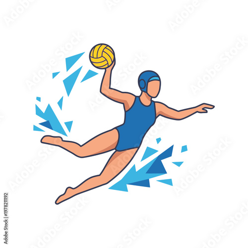 Water Polo Player Dynamic Action Splash
