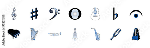 Musical Notation and Audio Instrument Asset Grid