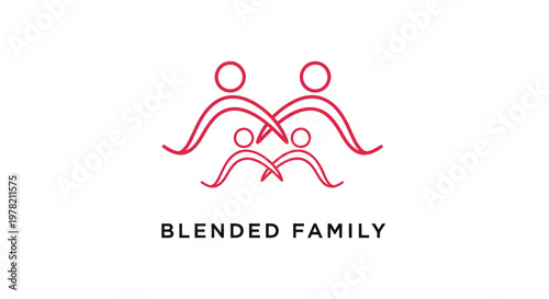 Blended family, family unity, love, relationships, vector icon