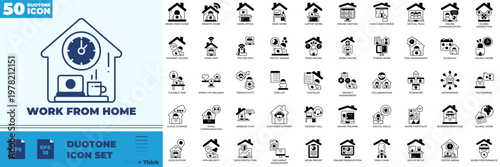 Work From Home Duotone Editable Icons set