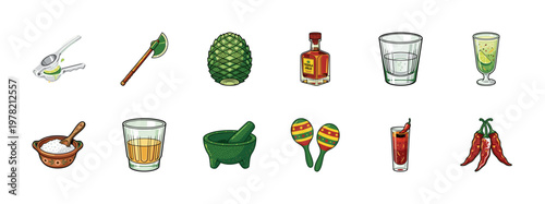 Mexican Tequila and Bar Culture Elements