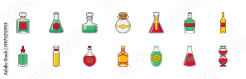Apothecary Glass Bottle Vector Graphic Set