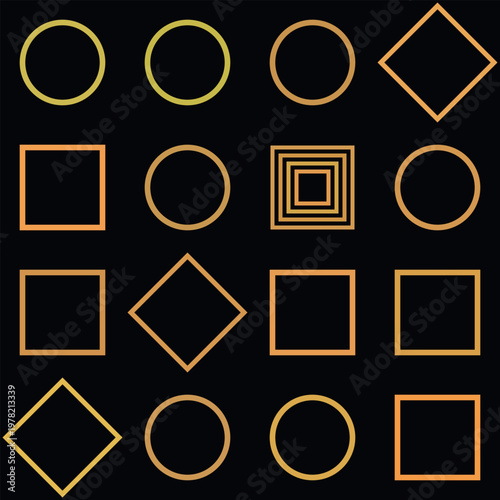 Collection of various geometric shapes in orange and yellow