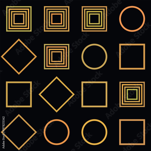 Collection of various colorful geometric shapes