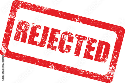 Rejected red stamp on transparent background, official symbol for denial.