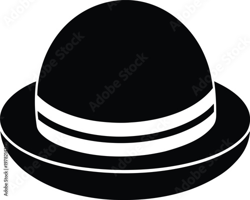 The stylish black fedora hat with white stripes for a classic and elegant look Vector, illustration