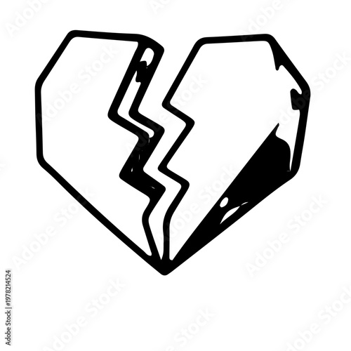 Broken heart line art illustration