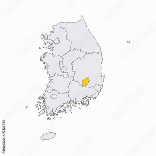 South Korea Administrative Map with Daegu Highlighted
