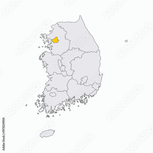 South Korea Administrative Map with Seoul Highlighted
