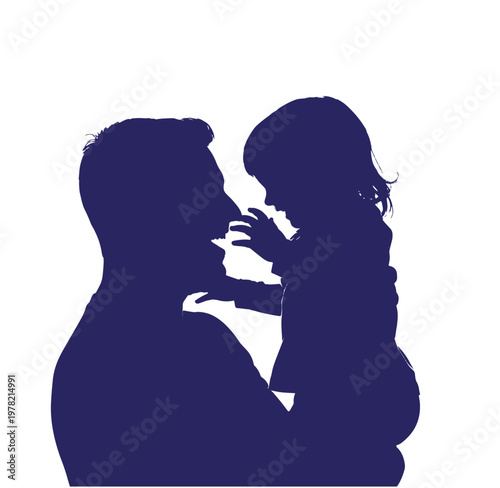 Silhouette of a man and woman about to kiss each other romantically
