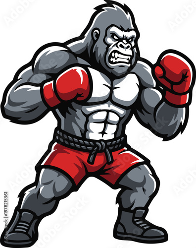 Gorilla Boxer Mascot Illustration Vector