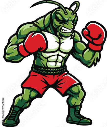 Grass Hoper Boxer Mascot Illustration Vector