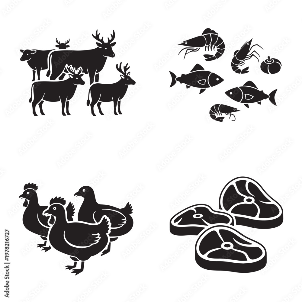 Obraz premium Farm Animal Collection – Livestock Vector Illustration