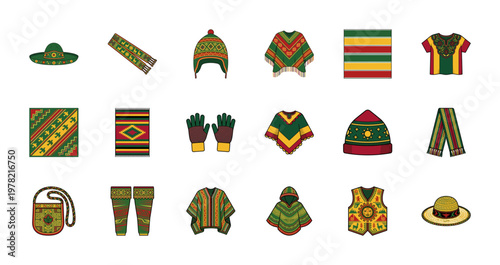 Andean Traditional Clothing Vector Set