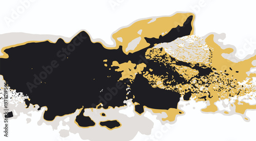 Abstract organic shapes in black gold and grey