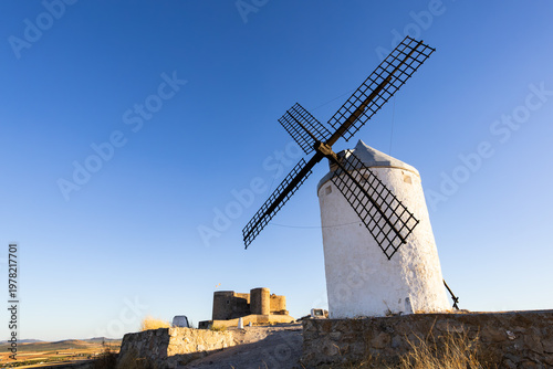 Consuegra windmill and castle in La Mancha Spain