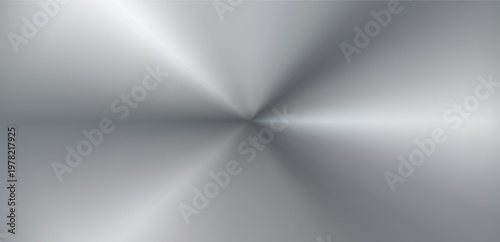 Silver Polished Radial Brushed Steel Texture with Symmetrical Metallic Gradient and Reflective Surface