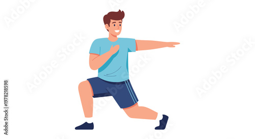 A young man performing a lunge exercise illustrative style silhouette