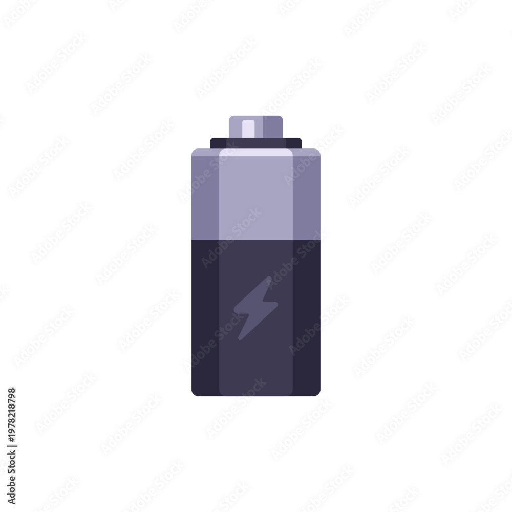Obraz premium black battery, power supply, colorful vector flat style illustration