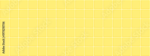 Bright geometric realistic bathroom pattern with square mosaic tiles in yellow color