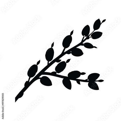 Foto Silhouette of a branch with leaves, elegant and minimalist design, vector illust