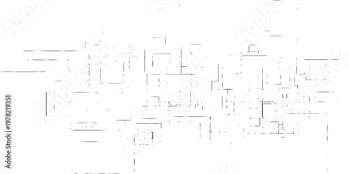 Glitchy digital distortion background with black lines on white background or geometric patterns with rectangles