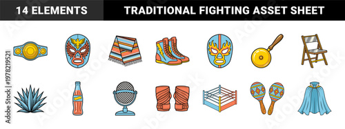 Mexican Wrestling Mask and Folklore Set