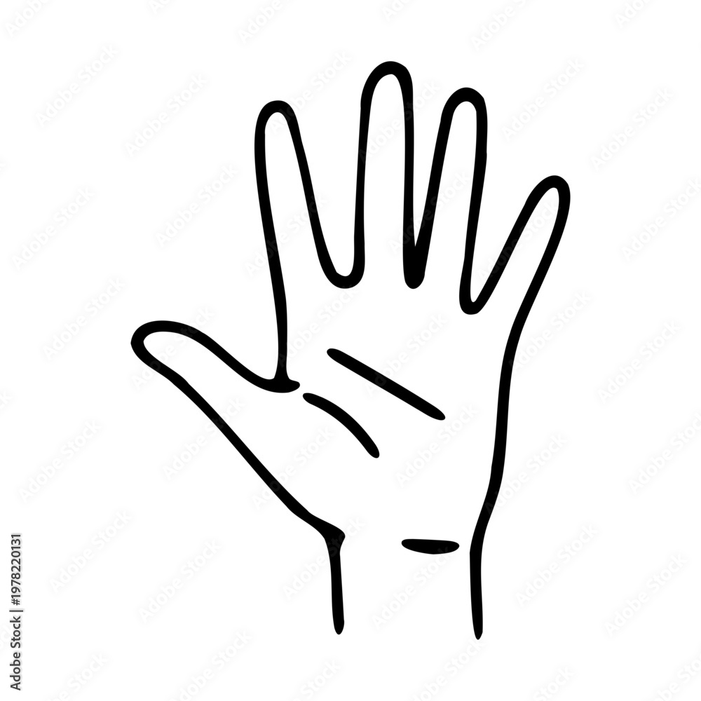 Obraz premium A minimalist vector graphic illustration of a hand with palm facing forward