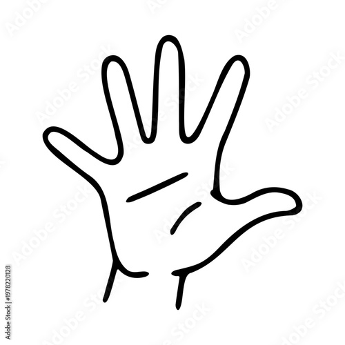 A minimalist vector graphic illustration of a hand with palm facing forward