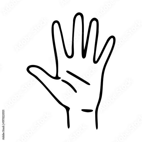 A minimalist vector graphic illustration of a hand with palm facing forward
