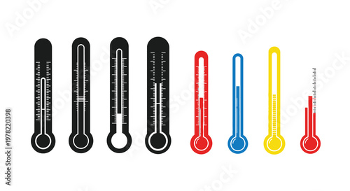 A collection of thermometers displaying varying temperature readings