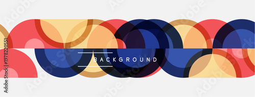 Abstract colorful overlapping circles create modern background. Simple design, vibrant hues, geometric shapes present visual appeal.