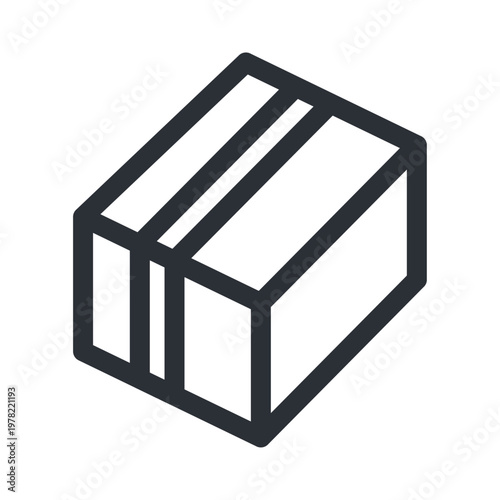 配送用ダンボール箱のシンプルな線画アイコン素材